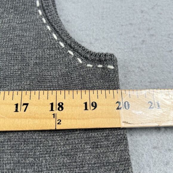 Woolrich Full Zip charcoal Gray Heathered Embroidered Snowflake Vest Womens L - Picture 10 of 16